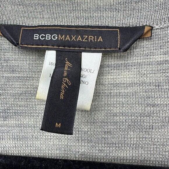 BCBG Maxazria Sweater Womens Medium Gray Wool Merino Open Front Cardigan - Picture 3 of 8